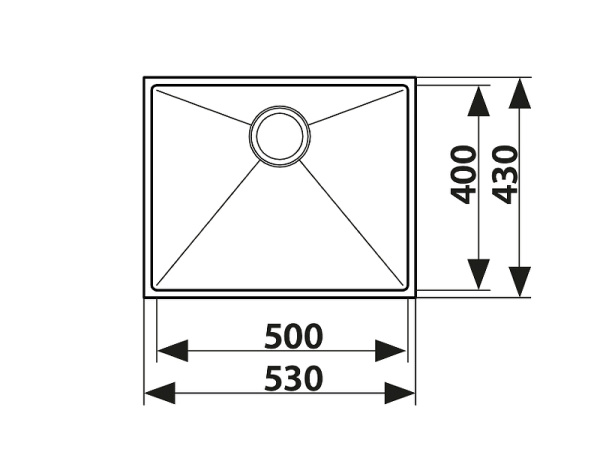 Мойка-Нерж "KAISER"  530x430x200*2.0+1.2mm/Gun metal (KSM-5345)